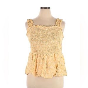 Old Navy Orange/White Smocked Ruffle Boho Babydoll Tank Top